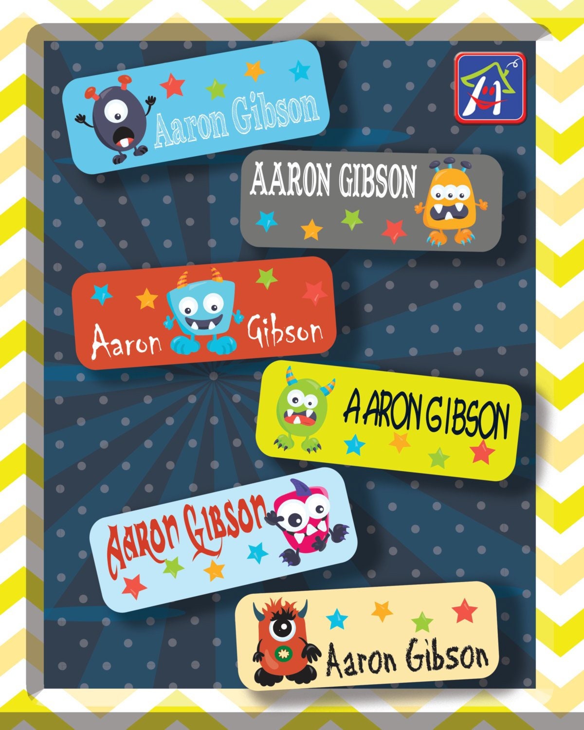 Kids Labels Personalized Name Labels Monster Stickerskids Etsy