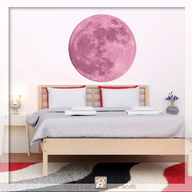 Moon Wall Decal Space Wall Decal Full Moon Wall Sticker Etsy