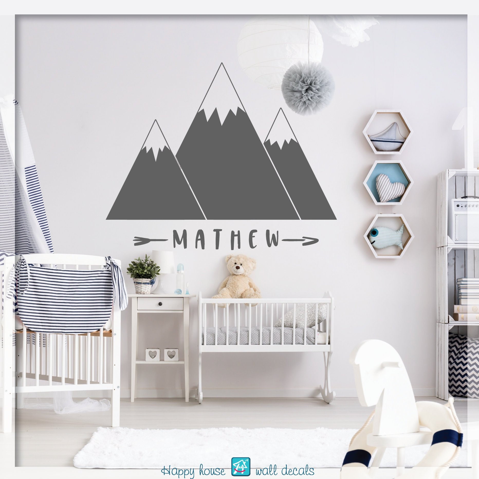 Mountain Wall Decal Nursery Mountain Decal Mountain Range Etsy