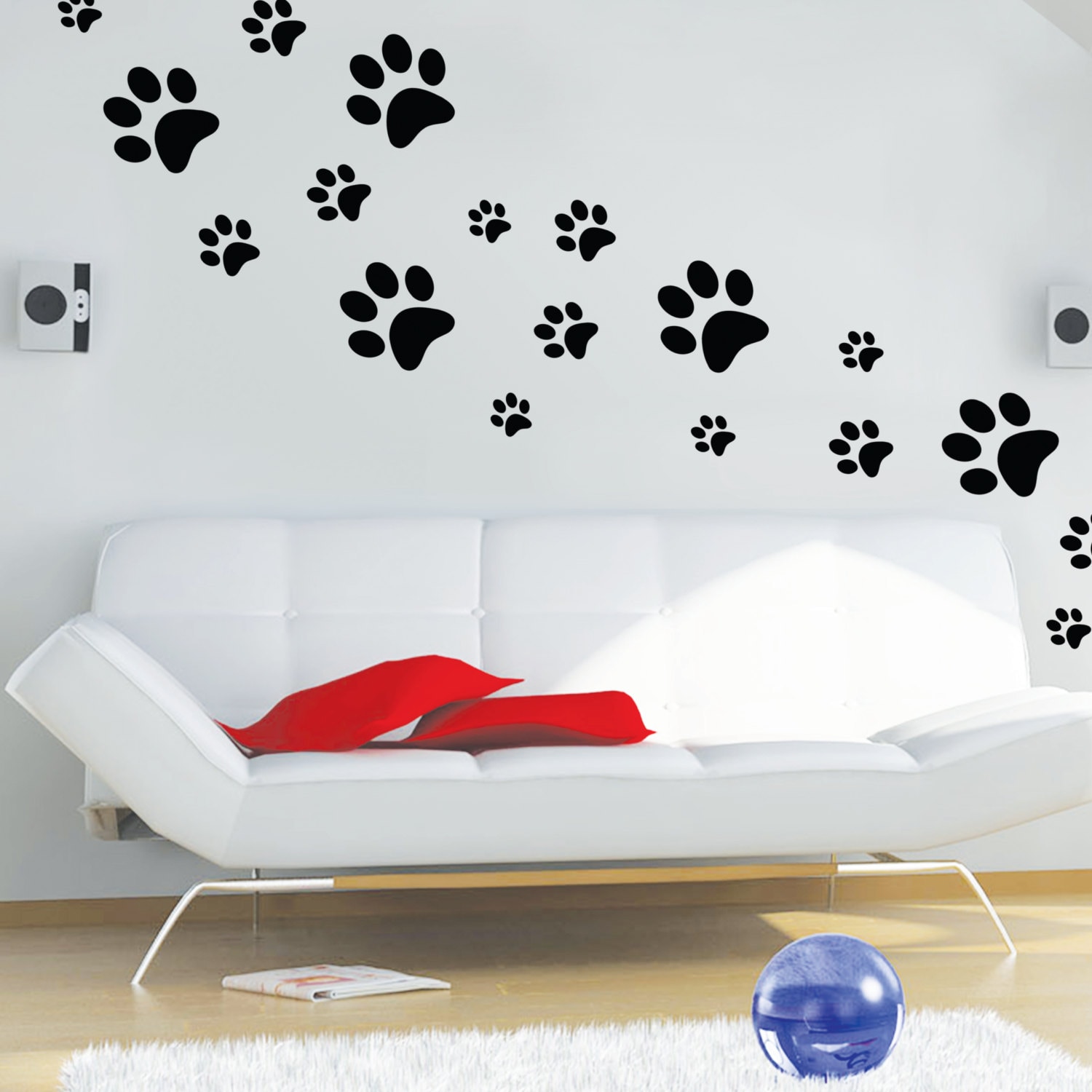 76 Pieces Dog Paw Decal Paw Print Sticker Dog Room Decor for Walls Dog Pup  Removable Vinyl Wall Sticker Decoration Animal Footprint for Kid Boy Girl