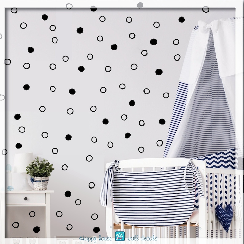 Living room Baby room or Windows. Bedroom Metallic Playroom Waterproof and Removable for the Nursery Trendy {Pack of 64} 2 Vinyl Gold Polka Dots Wall Decal Stickers