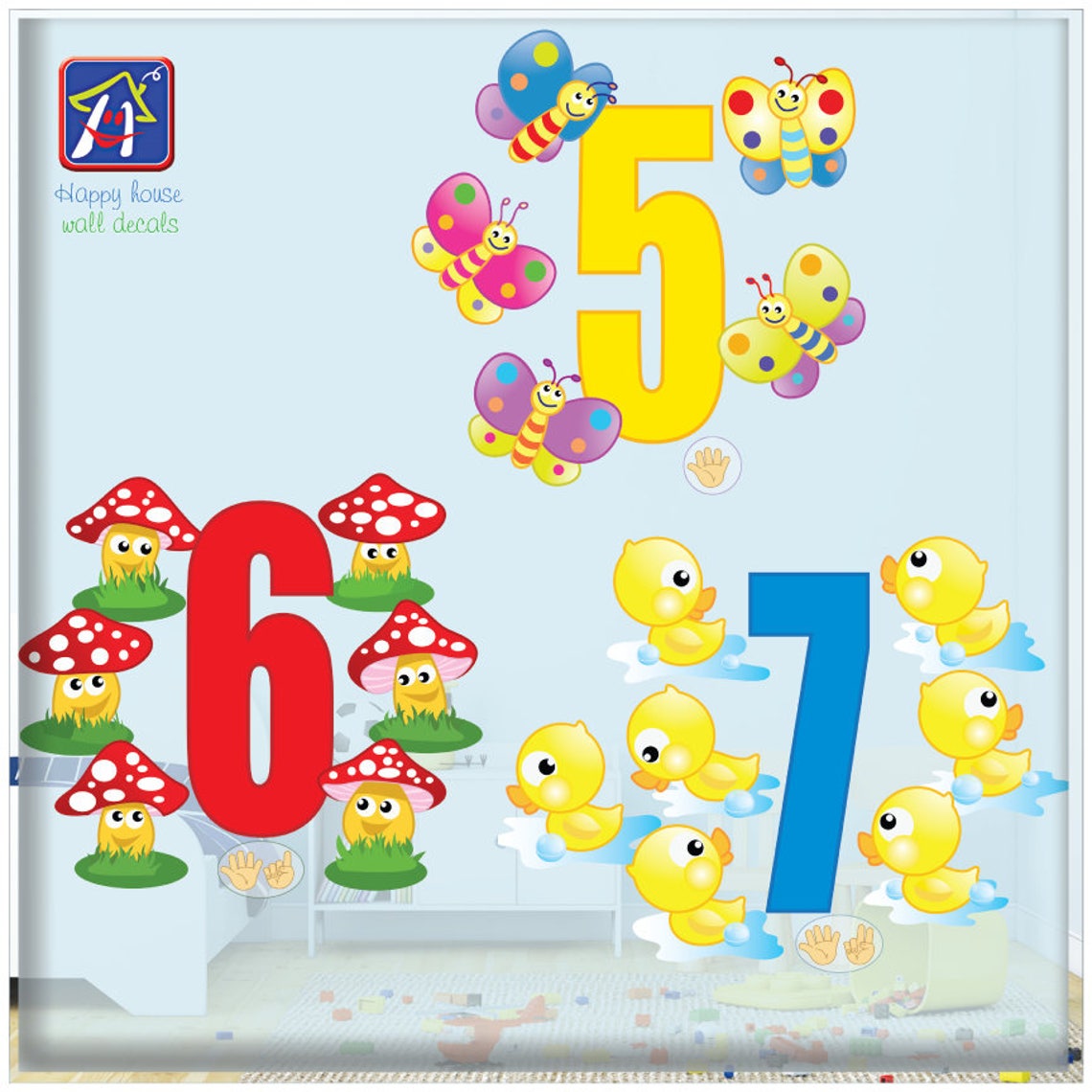Numbers Wall Stickers Kids Playroom Numbers Decor Kids Etsy