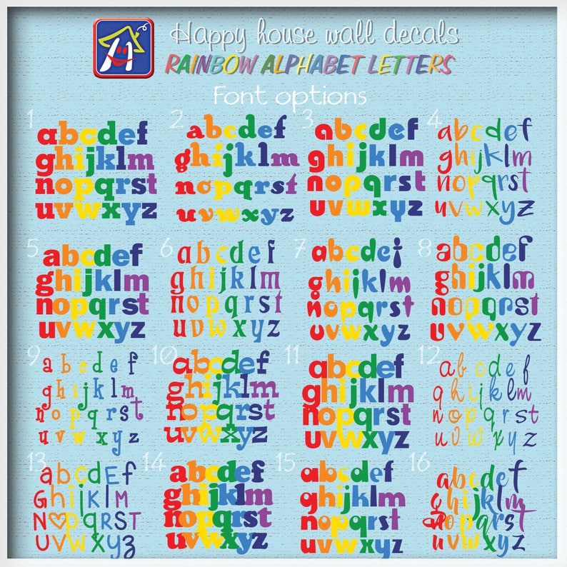 Alphabet Wall Decal ABC Stickers Rainbow Alphabet Decal Etsy