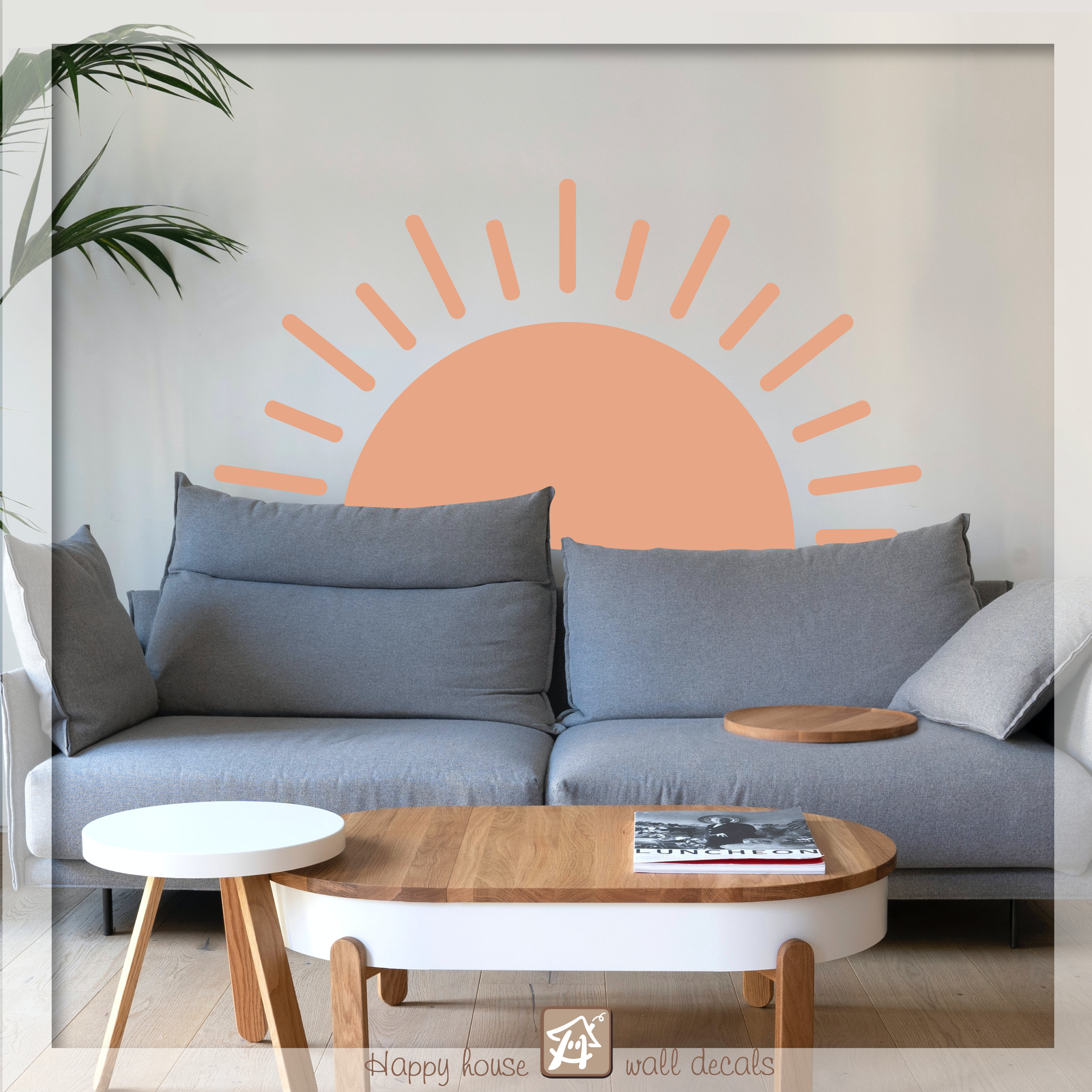 Half Sun wall decal Boho Sun wall decor Sunset wall sticker Etsy