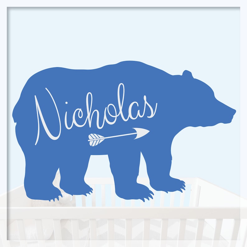Personalized Bear Name Wall Decal Baby Boy Nursery Wall Etsy