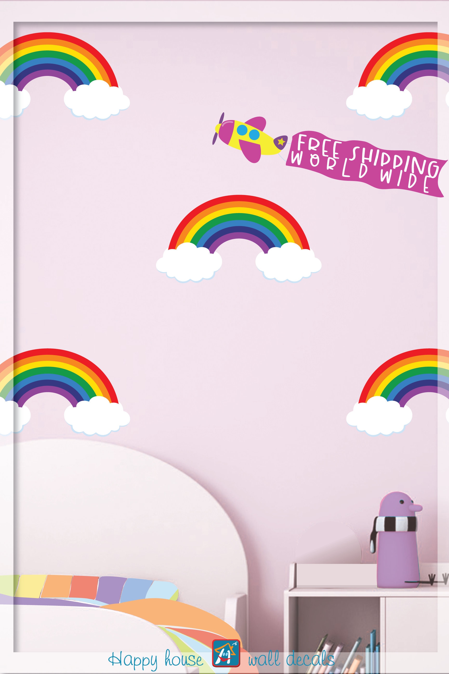 Rainbow wall decal Nursery Decor Rainbow stickers Mini Etsy.de