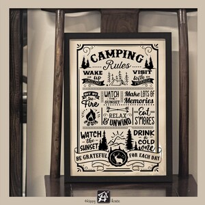 Camping rules print, Camp Rules Sign,  RV  Decor, Motorhome Poster Wall Art