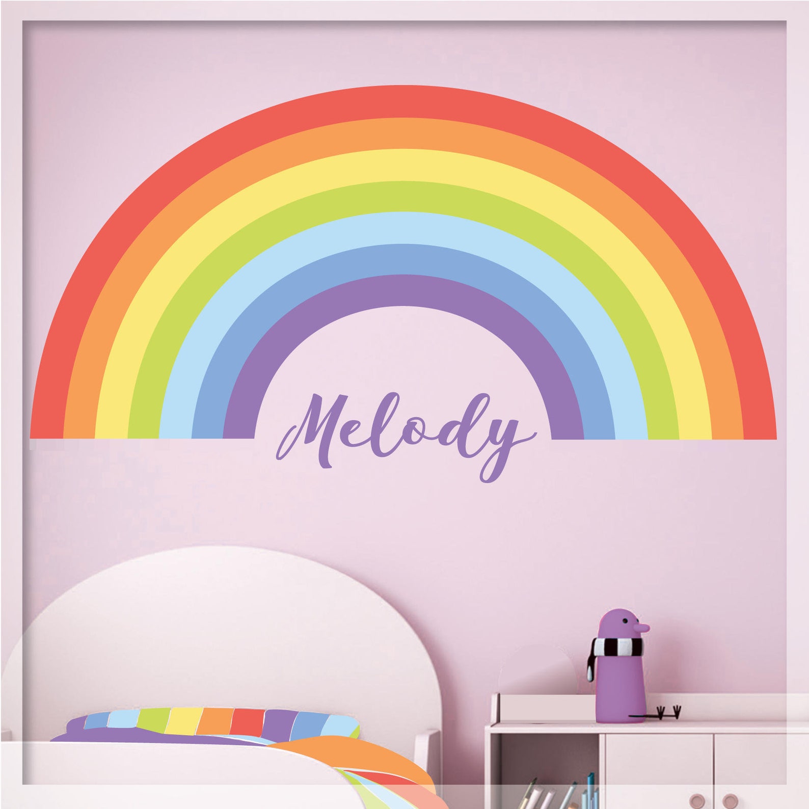 Pastel Rainbow Wall Decal Personalized Name Rainbow Decor Etsy