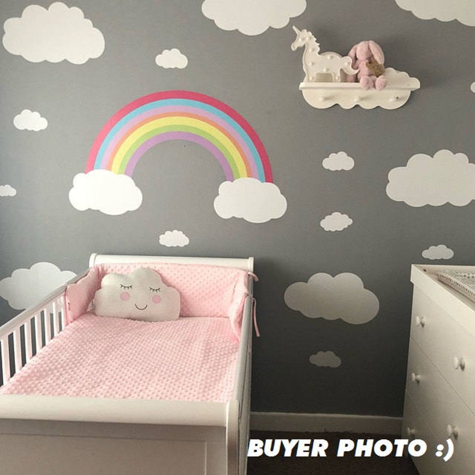 Cloud wall decals Wall decal clouds Cloud decals Nursery Etsy