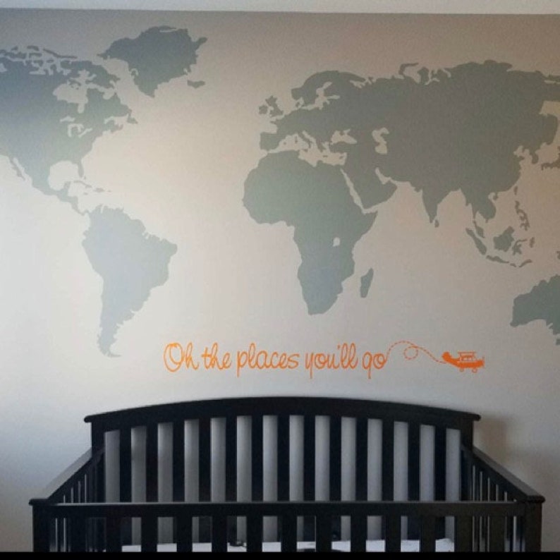 World Map Wall Decal World Map Nursery Decor World Map With Etsy