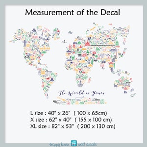 World Map Wall Decal Colorful World Map Decor World Map - Etsy