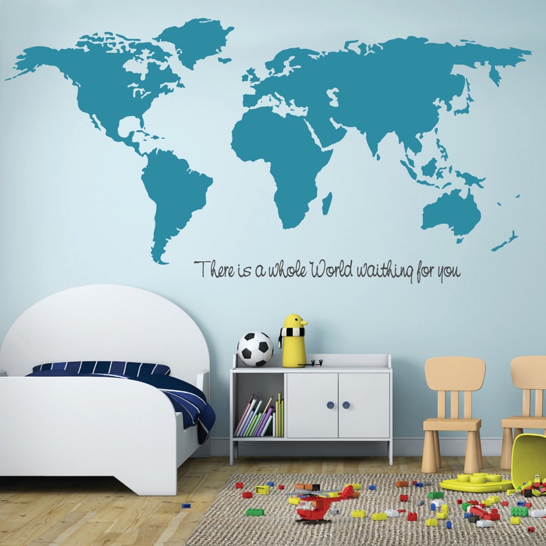 World Map Wall Decal World Map Nursery Decor World Map With Etsy