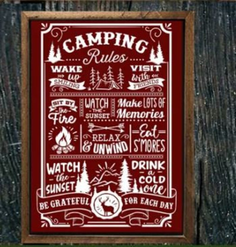 Camping Rules Print Camp Rules Sign RV Decor Motorhome Etsy