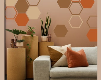 Pegatinas de vinilo de panal, calcomanías de pared hexagonales, decoración de pared geométrica moderna, decoración interior del hogar minimalista