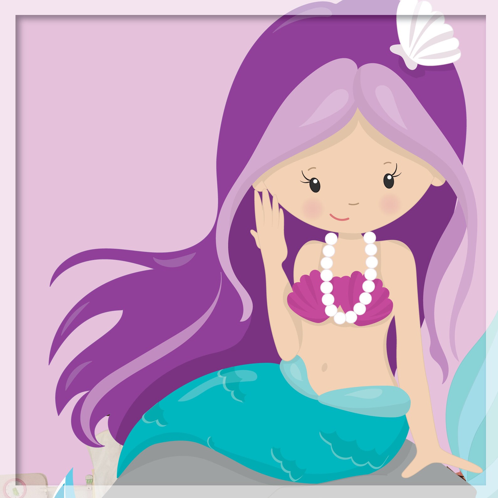 Mermaid Wall Decal Personalized Mermaid Wall Decor Nursery Etsy