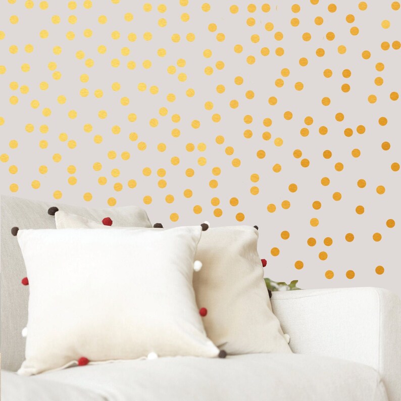 Polka dot wall decals, 120 Gold Polka dot stickers 1, Polka Dots decor, Nursery wall decor image 1