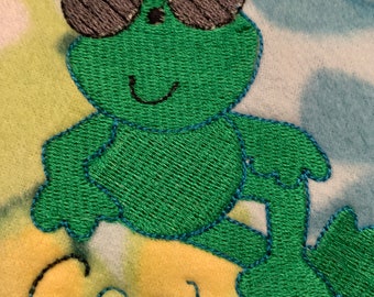 Emerald Green Cool Frog Blanket