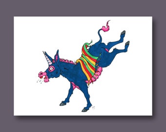 Donkey Unicorn Art Print | 5x7 | 9x12 | 11x14