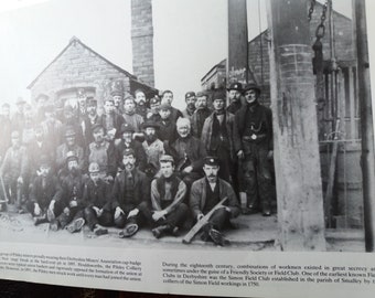 Pilsley Miners Derbyshire on a Snap Break 1895 bookplate mounted ready to frame