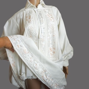 Romanian shirt from Transylvania ,hand embroidered ethnic shirt , handmade Romanian dress size M