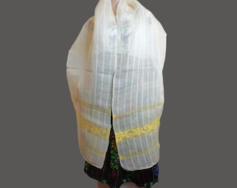 Vintage Romanian traditional shawl  , traditional Romanian scarf , cocoon silk shawl
