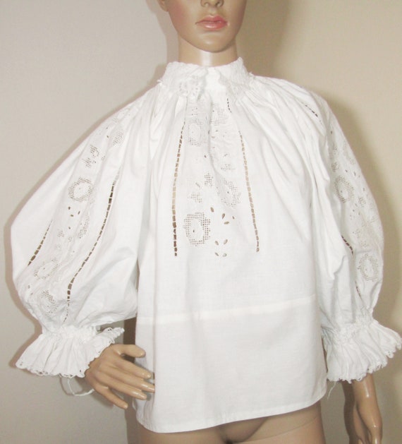 Romanian Peasant Blouse With Balloon Sleeves From Transylvania - Etsy
