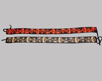Handmade traditional Romanian belt with RED beads , Romanian sash for traditional Romanian clothing
