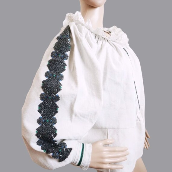 Antique Romanian peasant blouse , ethnic handmade blo… Gem