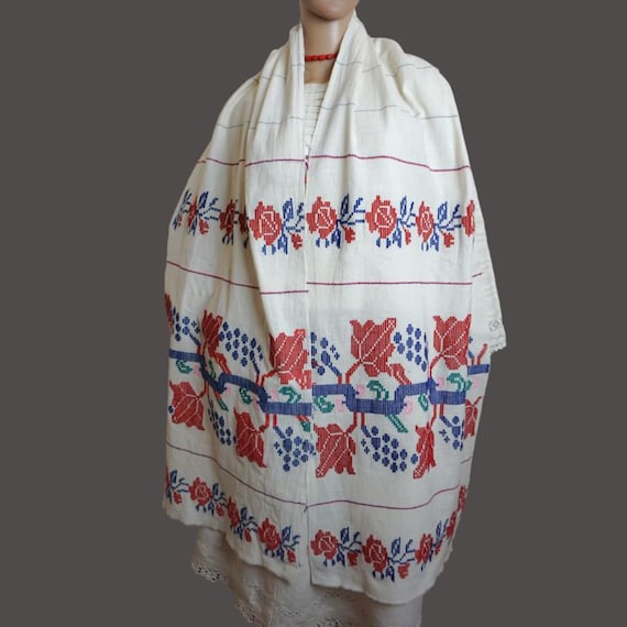 Antique Romanian traditional decorative towel , h… - image 2