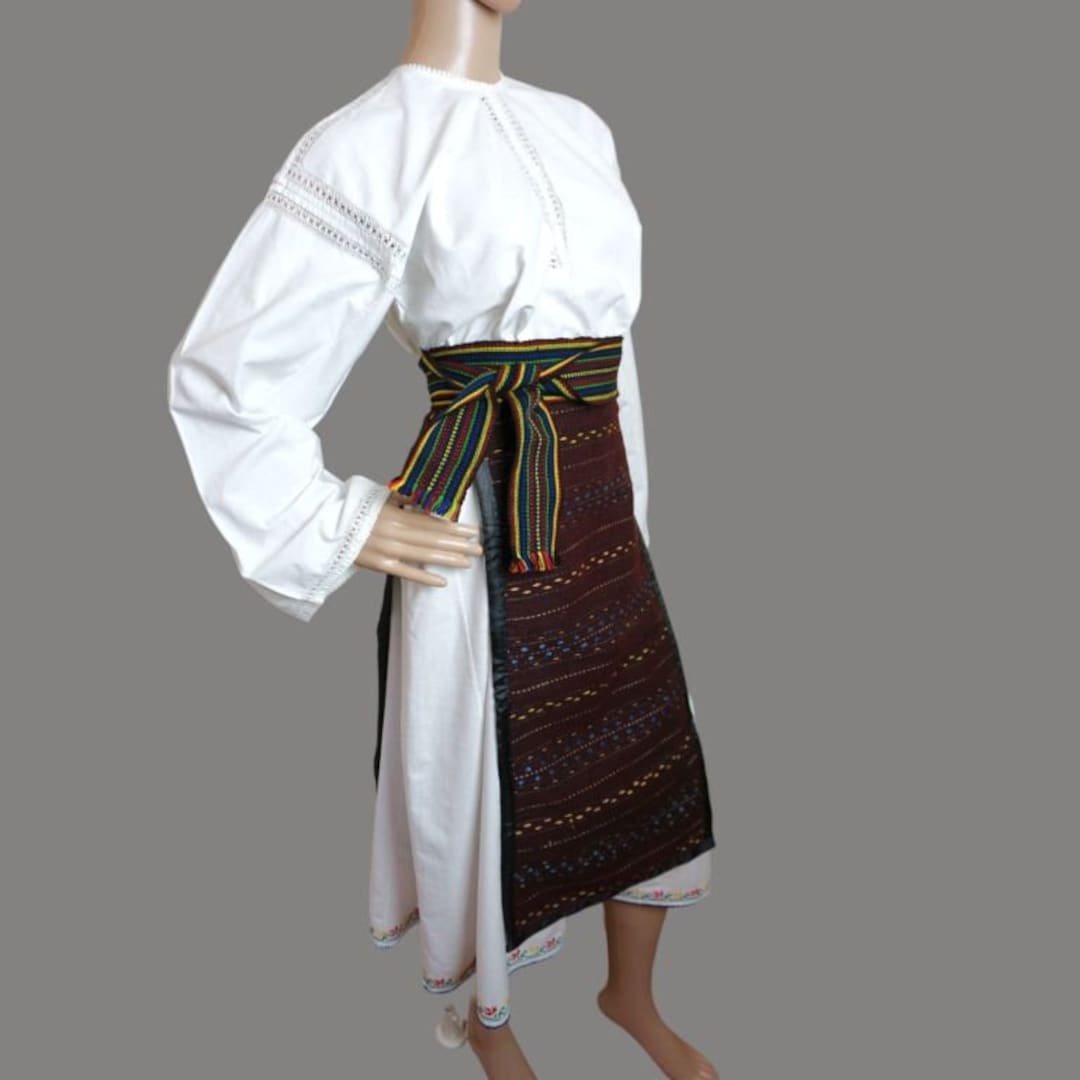 Romanian Traditional Costume , Romanian Handmade Folk Wear With White ...