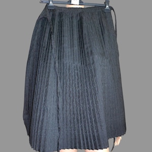 Vintage Hand-Pleated Apron: Black Silk Folk Costume from Transylvania