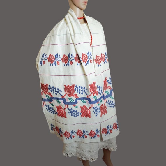 Antique Romanian traditional decorative towel , h… - image 6