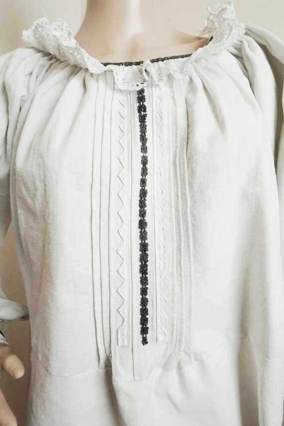 Antique Romanian peasant blouse , ethnic handmade blo… Gem