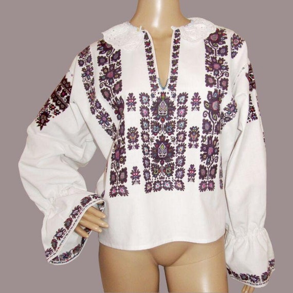 Vintage Romanian peasant blouse from Transylvania… - image 1