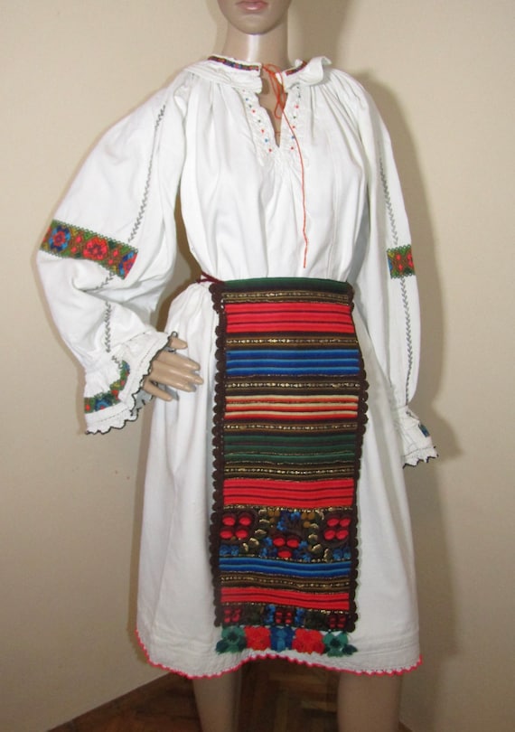 Romanian peasant costume, Romanian ethnic outfit ,