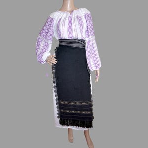 Handmade Romanian Traditional Clothing : Romanian blouse and rare antique aprons with metallic embroidery