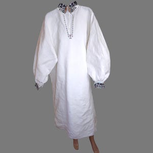 Handmade Romanian Folk Long Shirt with Embroidery – Dated 1981