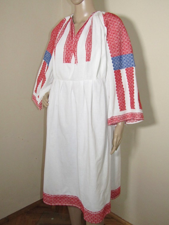 Vintage Romanian peasant dress hand woven , ethnic
