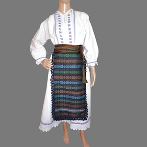 Handmade Romanian folk costume from Banat  - antique traditional Romanian clothing size S-M