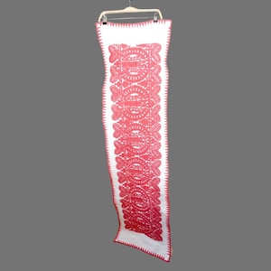 Mantel bordado húngaro vintage: tapiz de lino Kalotaszeg de Transilvania