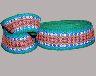 Antique  Romanian belt, handmade traditional Romanian belt, hand woven green wool sash, guitar strap