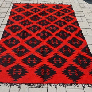 Authentic Vintage Romanian Kilim Rug | Handwoven Wool Folk Carpet | Transylvania