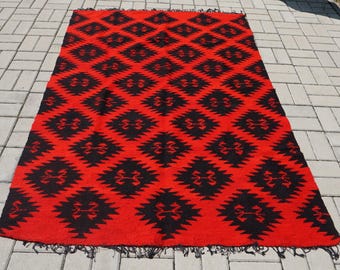 Authentic Vintage Romanian Kilim Rug | Handwoven Wool Folk Carpet | Transylvania