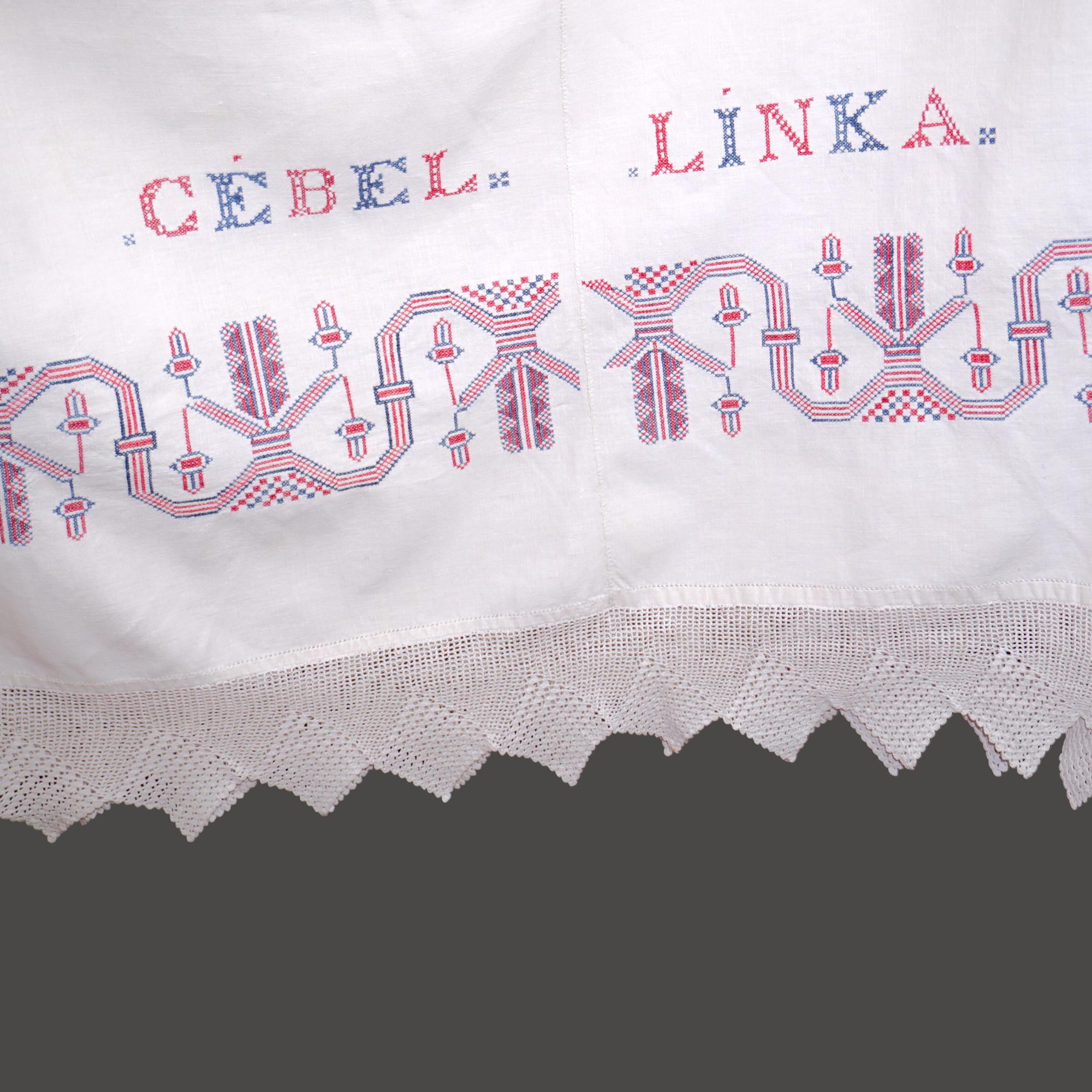Antique Dated 1893 Hungarian Cross Stitch Tablecloth From