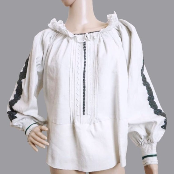 Antique Romanian peasant blouse , ethnic handmade blo… Gem