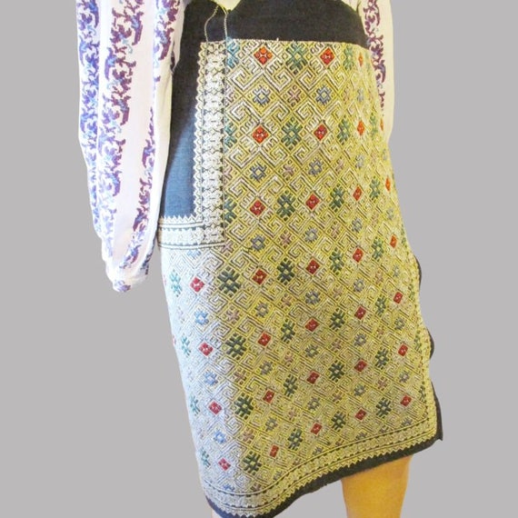 Antique hand embroidered Romanian folk skirt , ha… - image 3