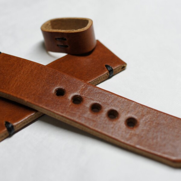 Horween Dublin naturel Tan Watch Strap épaisseur 24mm 80 / 125mm