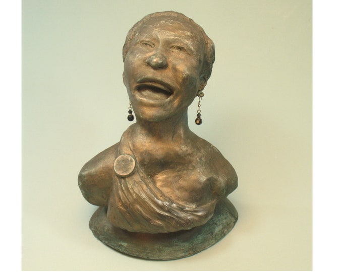 Featured listing image: Aretha - bust tribute to Aretha Franklin  - hydrocal with bronze patina