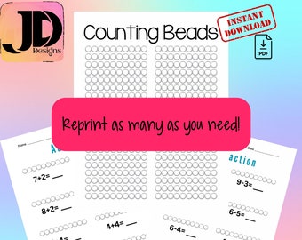 Counting Beads PDF with Bonus Addition and Subtraction Worksheet and Counting Bead PNG