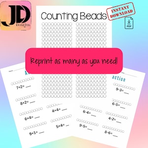 Counting Beads PDF with Bonus Addition and Subtraction Worksheet and Counting Bead PNG